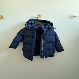 Navy Blue Puffer Jacket with Hood